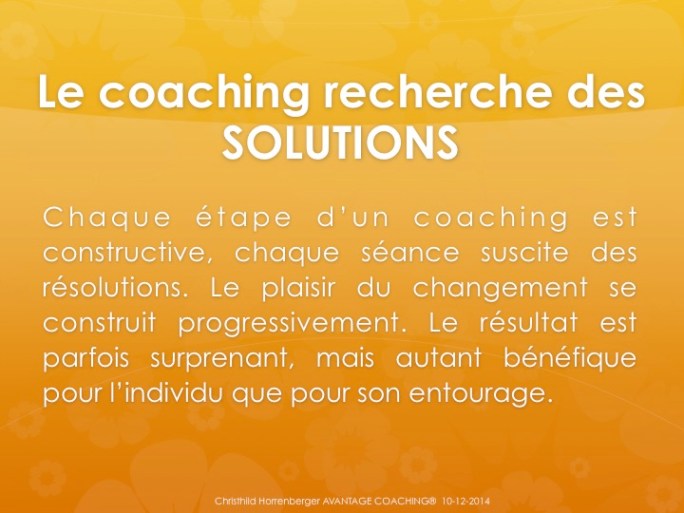 Le coaching recherche des solutions